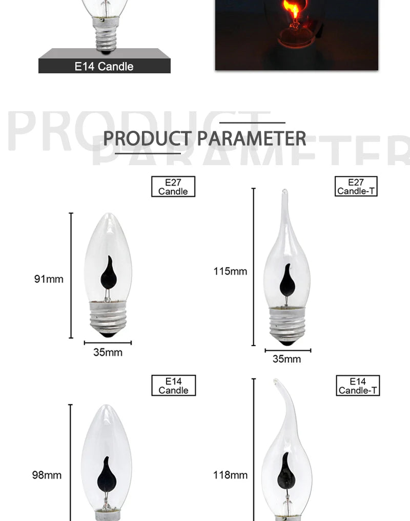Vintage LED Flame Effect Candle Bulb - Lumiglo
